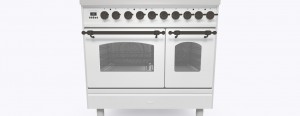 ILVE Nostalgie 90 PDI096NE3. Induktion. Dubbelugn.  Vit. Beslag: Brons