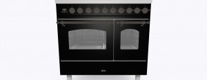 ILVE Nostalgie 90 PDI096NE3. Induktion. Dubbelugn.  Svart. Beslag: Brons