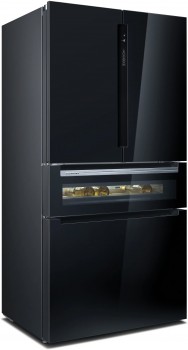 Siemens iQ700, Kyl/frys med french door, glasdörrar , 183 x 90.5 cm, Svart (KF96RSBEA)
