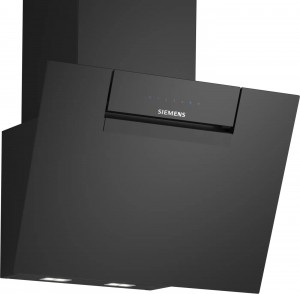 Siemens iQ300, Vägghängd köksfläkt, 60 cm, Klarglas med svart tryck (LC67KFN60)