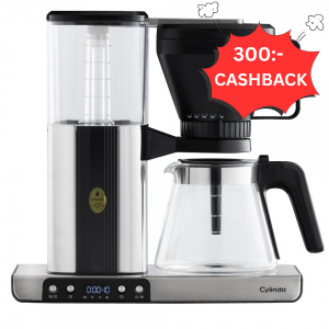 Cylinda filterkaffebryggare. *300:- CASHBACK* ECBC-certifierad. 10-koppar. 1,25L. Svart rostfritt stål. (KAB1SS) - 5 års garanti