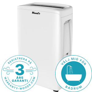 Woods Avfuktare Bad/Torkrum. Max 40m2. Rek 2-30m2. Vit. (MDX14) - 2 års garanti (3 år vid registrering) Fri frakt, omgående leverans.