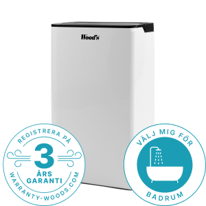 Woods Avfuktare. Max 50m2. Rek 2-30m2. 10L / dygn. Tankvolym 1,8L. Vit. (MDK11) - 2 års garanti (3 år vid registrering) Fri frakt, omgående leverans.