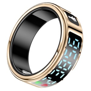 FITPADDY Smart ring. LCD-skärm m. realtidsdata. IP68-vattentålighet. Stöd för iOS och Android. Färg: guld. Storlek XL. (FITRING01XL) - Fri frakt