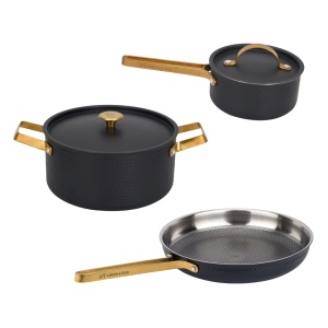 Vargen & Thor ARVET.2 - Set, 3 st kokkärl. (Mattsvart + Mässing) Fri frakt. - 2 års garanti