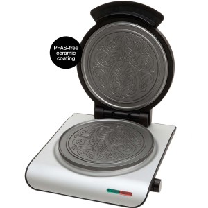 ÅVIKEN Rånjärn Diamond. Singel 1 våffelfrån / krumkake. 1000W. Avtagbar sladd. Silver. (908.2) - Fri frakt