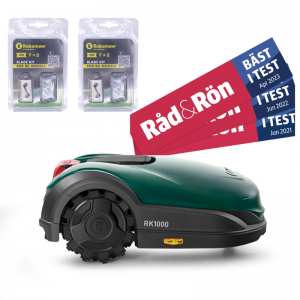 Robomow trådbunden robotgräsklippare (RK1000) + 200 m tråd & 300 spik. Upp till 1000m2. Fri hemleverans. - 3 års garanti (1 år på batteri)