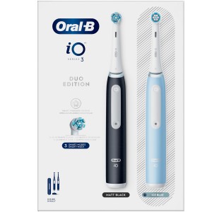 Oral-B Eltandborste iO3 Duo Matt Black / Ice Blue. (731659) - Fri frakt