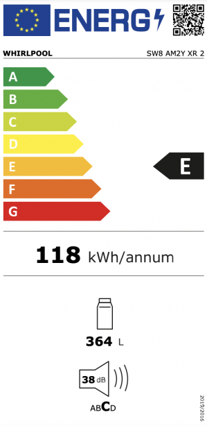 Energidekal Whirlpool fristående kylskåp: färg rostfri - SW8 AM2Y XR 2 - 2 års garanti