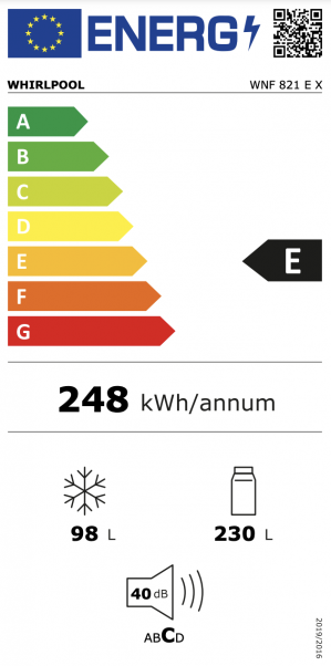 Energidekal Whirlpool fristående kyl-frys: nofrost - WNF 821 E X