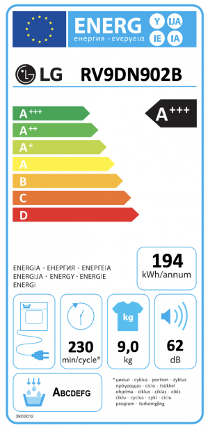 Energidekal LG RV9DN902B