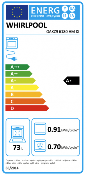 Energidekal Whirlpool inbyggnadsugn: färg rostfri, självrengörande - OAKZ9 6180 HM IX