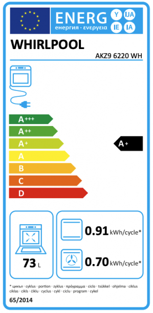 Energidekal Whirlpool självrengörande inbyggnadsugn - AKZ9 6220 WH