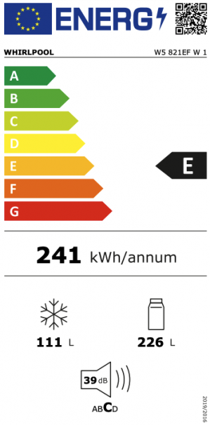 Energidekal Whirlpool fristående kyl-frys - W5 821EF W 1