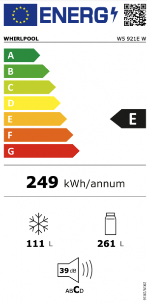 Energidekal Whirlpool fristående kyl-frys - W5 921E W