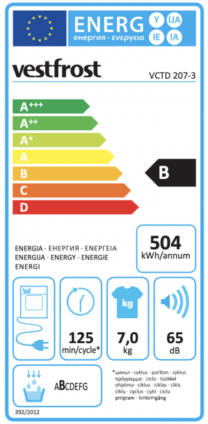 Energidekal Vestfrost Torktumlare VCTD 207-3 (38018)