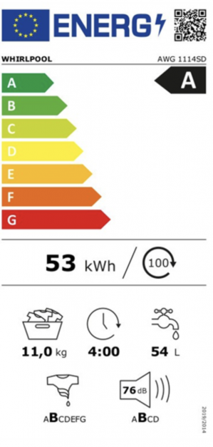 Energidekal Whirlpool Tvättmaskin AWG 1114SD