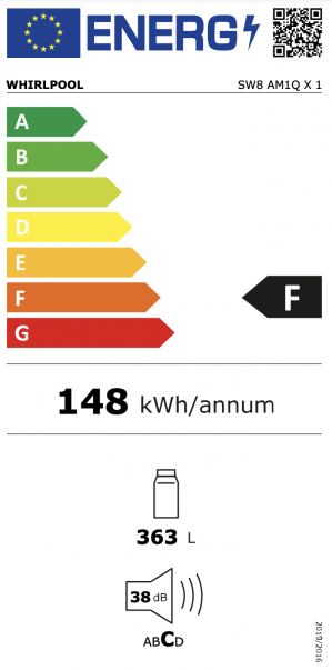 Energidekal Whirlpool Fristående kylskåp rostfri SW8 AM1Q X 1