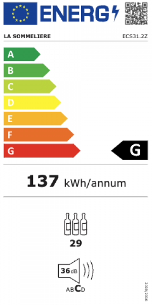 Energidekal La Sommelière Fristående vinkyl 29 flaskor (ECS31.2Z)