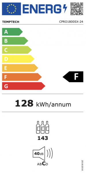 Energidekal Temptech Copenhagen fristående vinkyl 143 flaskor (CPRO1800SX-24) - 5 års garanti