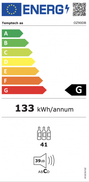 Energidekal Climadiff intergrerad vinkyl under bänk 51 flaskor (CBU51S2B)