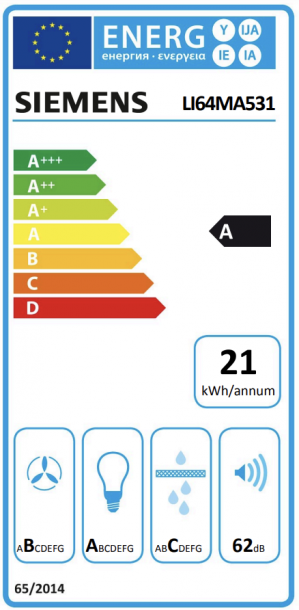 Energidekal Siemens iQ300, Utdragbar köksfläkt, 60 cm, Silvermetallic (LI64MA531)