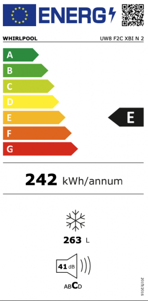 Energidekal Whirlpool fristående frysskåp: färg rostfri - UW8 F2C XBI N 2 - 2 års garanti