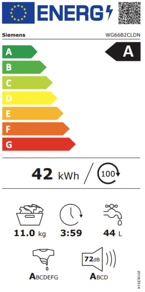 Energidekal Siemens iQ700. Frontmatad tvättmaskin. 11 kg. 1600 varv/min. i-DOS. Home Connect. speedPack XL. Vit. (WG66B2CLDN) Fri hemleverans. - 2 års garanti