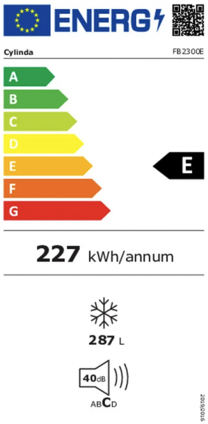 Energidekal Cylinda Frysbox. 290L. 2 korgar. Snabbfrysning. LED-belysning. (FB2300E - 18103854) Fri hemleverans. - 2 års garanti