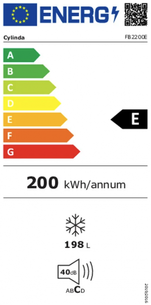 Energidekal Cylinda Frysbox. 198L. 2 korgar. Snabbfrysning. LED-belysning. (FB2200E - 18103853) Fri hemleverans. - 2 års garanti